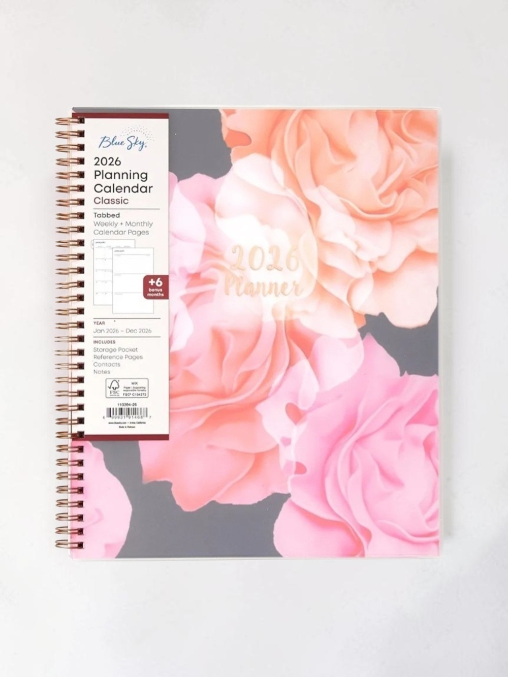 Blue Sky 2026 Planning Calendar Planner – Floral Weekly & Monthly Tabs